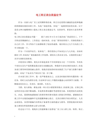 电工转正表自我鉴定书 