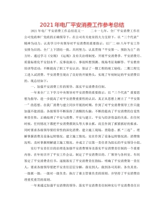 2024年电厂安全生产工作参考总结 