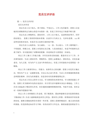 党员互评评语2 