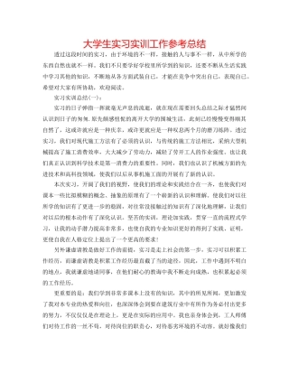 大学生实习实训工作参考总结 