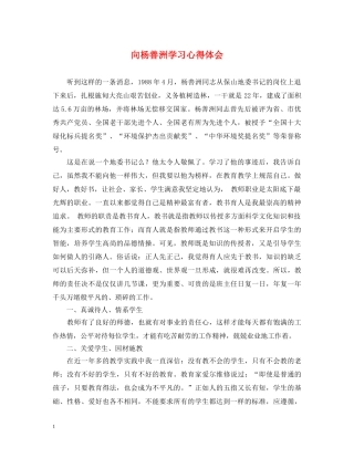向杨善洲学习心得体会 