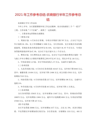 2024年工作参考总结-农商银行半年工作参考总结 