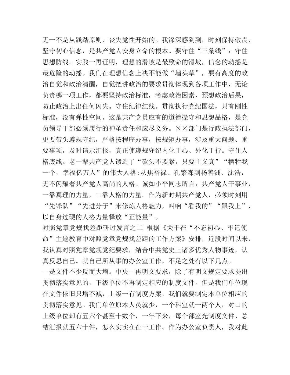 党章党规 对照党章党规找差距研讨发言稿两篇和班子成员个人对照党规找差距“18个是否”问题检视及整改措施合集 _第3页