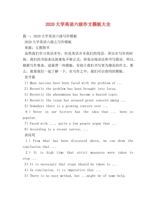 2024大学英语六级作文模板大全 