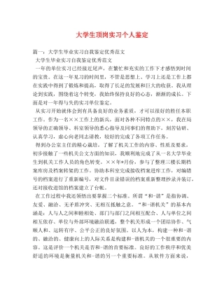 大学生顶岗实习个人鉴定 