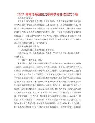 2024青少年爱国主义教育参考总结范文5篇 