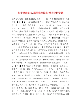 初中物理复习,题型难度拔高-受力分析专题 
