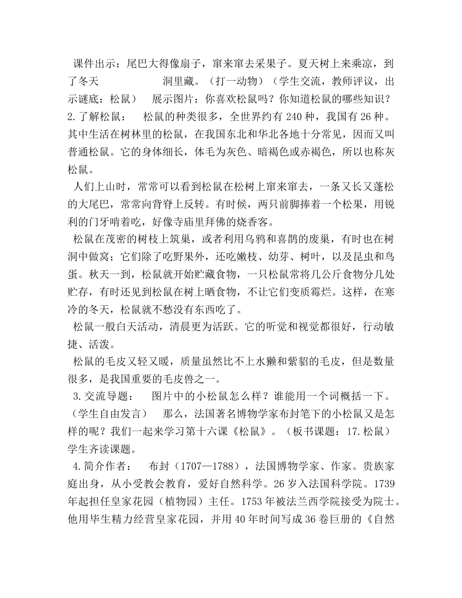 17松鼠（教案） _第2页