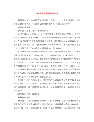 2024年团队精神演讲稿优选 