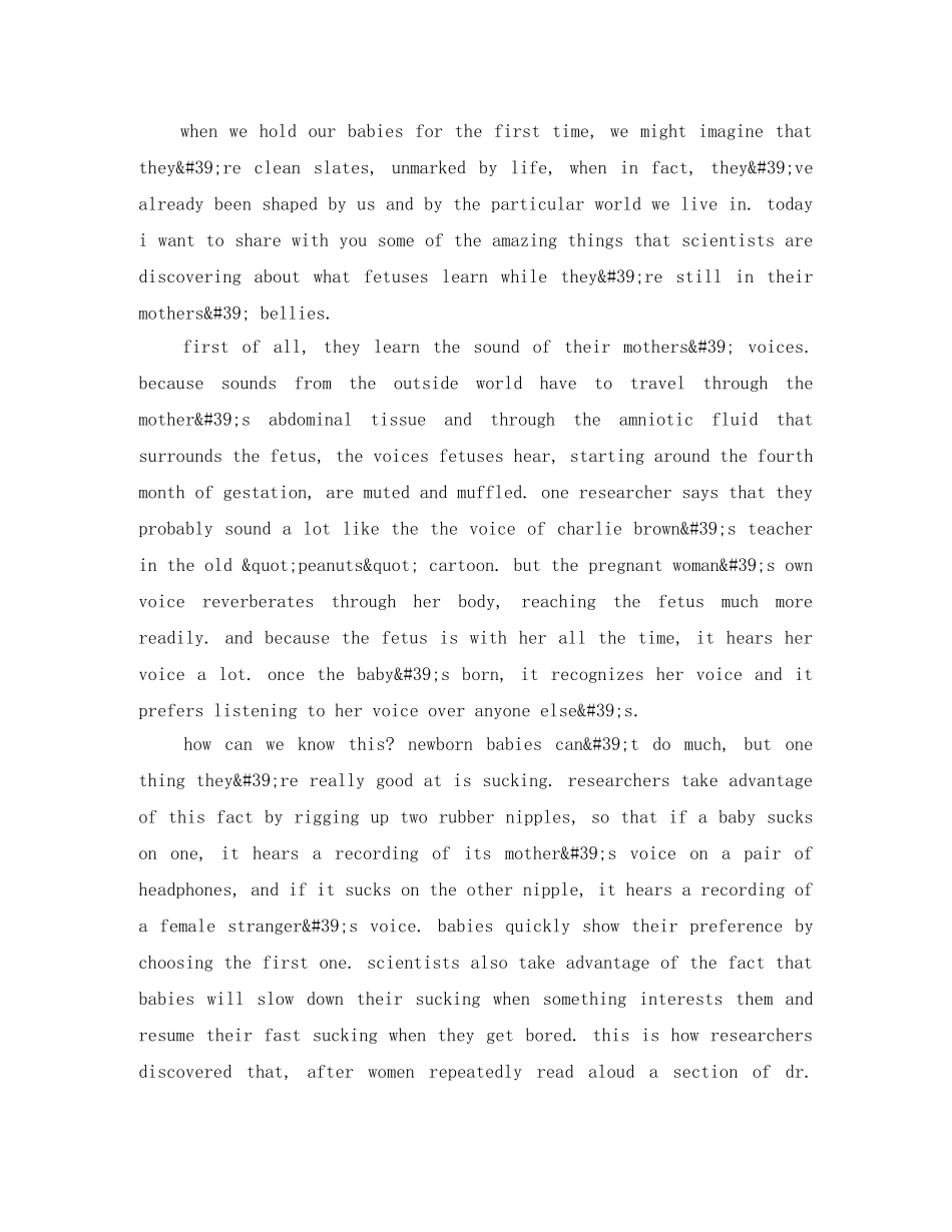 TED英语演讲稿我们在出生前学到了什么 _第2页