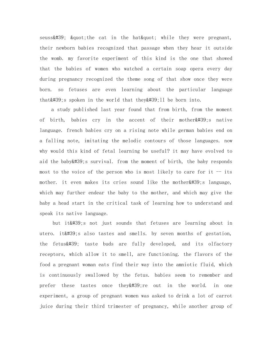 TED英语演讲稿我们在出生前学到了什么 _第3页