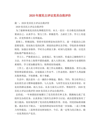 2024年度民主评议党员自我评价 