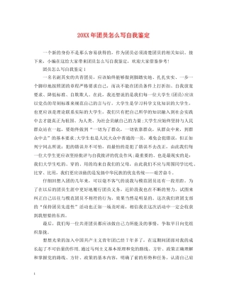 20XX年团员怎么写自我鉴定 