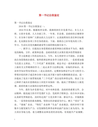 第一书记自我鉴定 