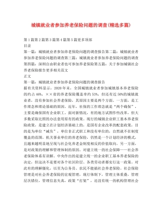 城镇就业者参加养老保险问题的调查(精选多篇) 