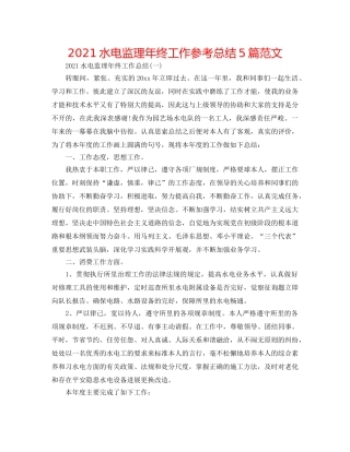 2024水电监理年终工作参考总结5篇范文 