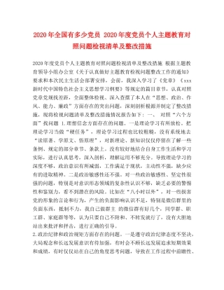 2024年全国有多少党员 2024年度党员个人主题教育对照问题检视清单及整改措施 