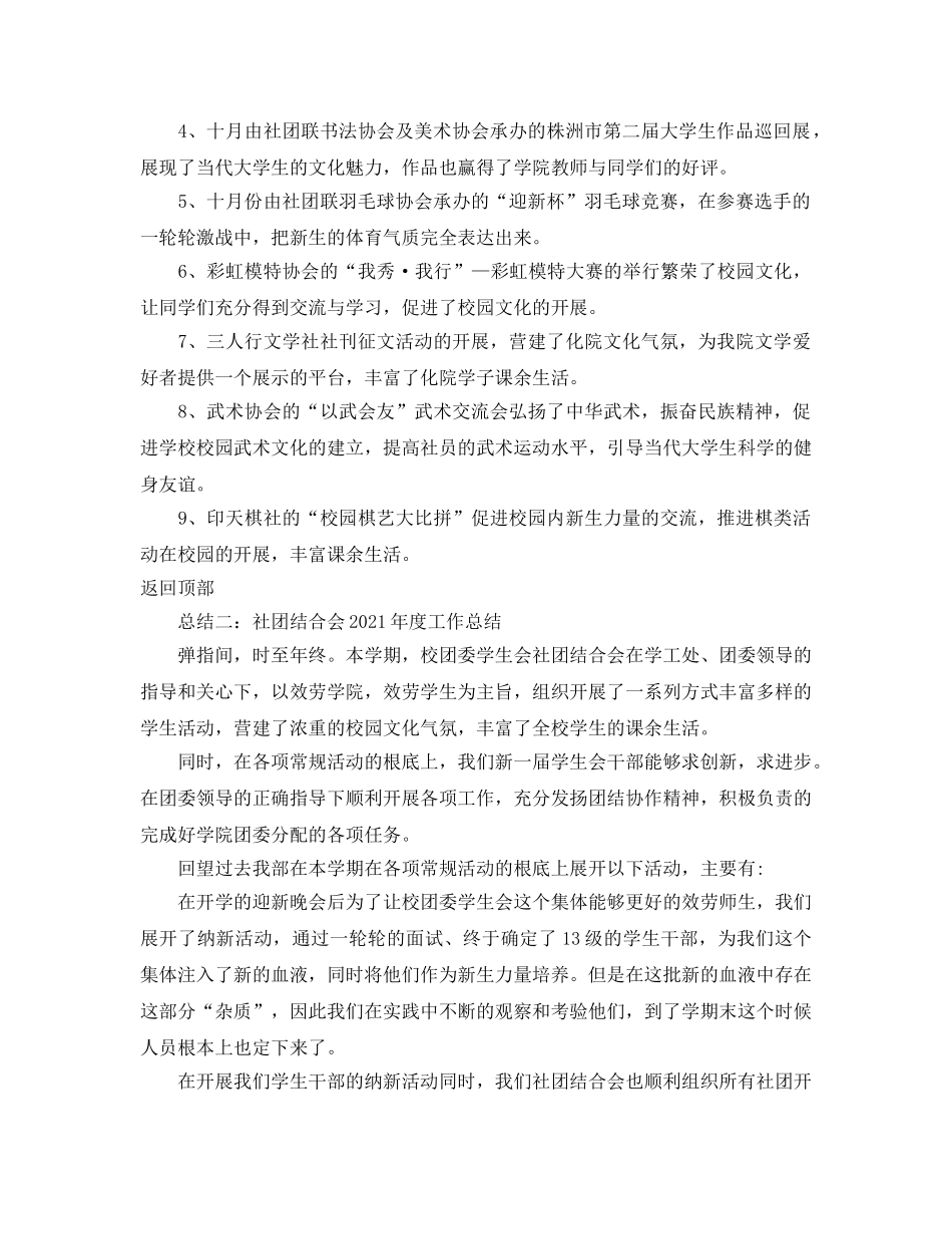 办公室工作参考总结-社团联合会办公室年度工作参考总结 _第2页