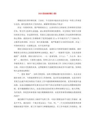 2024团结演讲稿(3篇) 