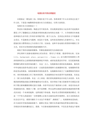 电视台实习的自我鉴定 