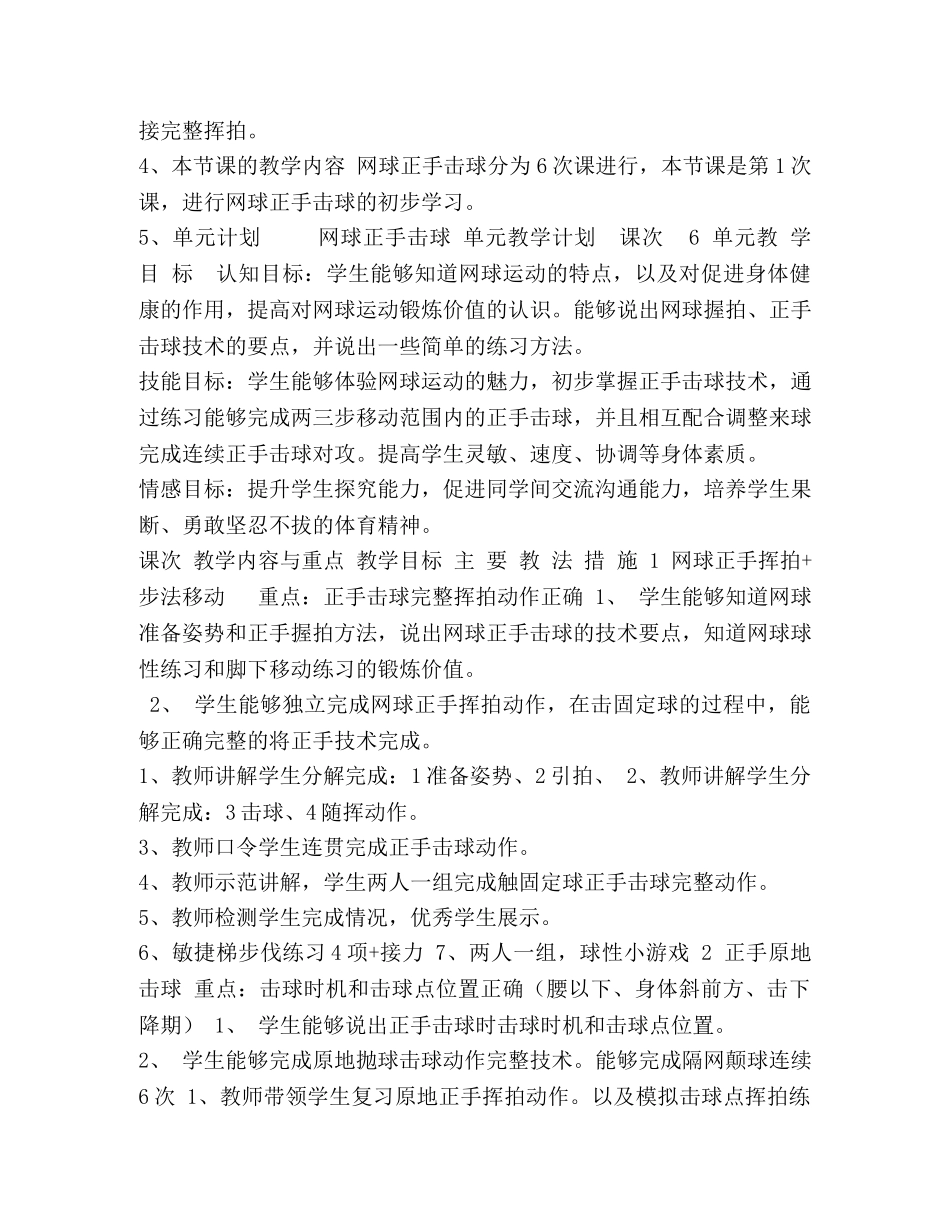 2024评优网球正手击球,,张佳教学设计 _第2页