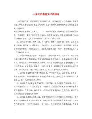 大学生班委鉴定评语精选 