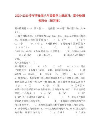 2024-2024学年青岛版八年级数学上册练习期中检测卷两份（附答案） 