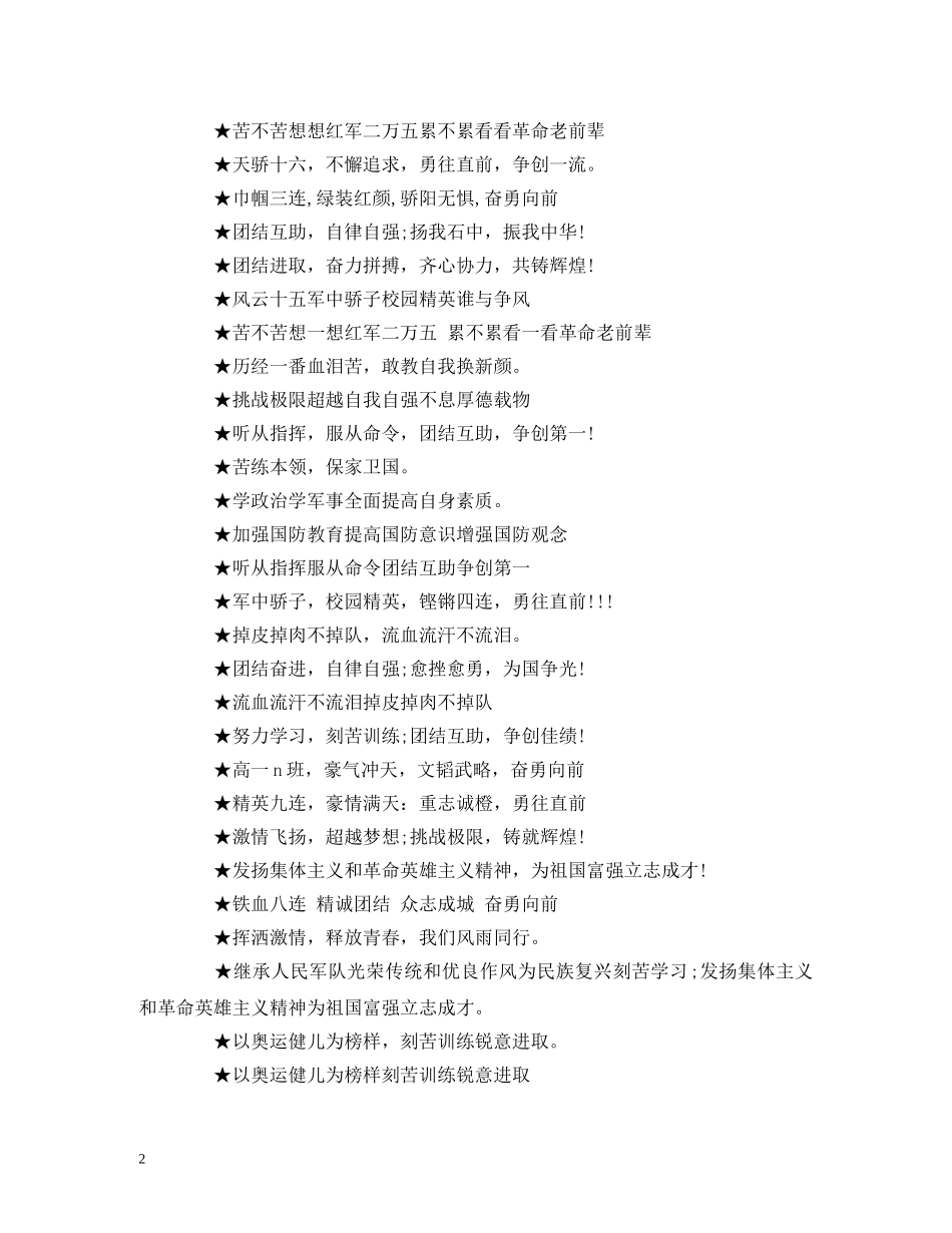 2024高一新生军训口号大全 _第2页