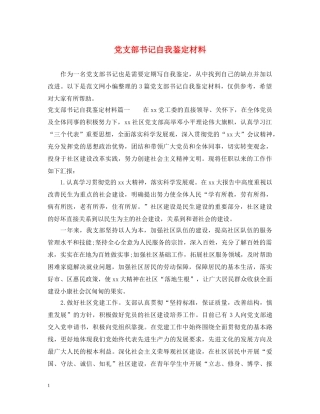 党支部书记自我鉴定材料 