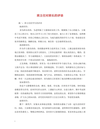 班主任对班长的评语2 