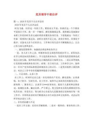 党员领导干部自评 