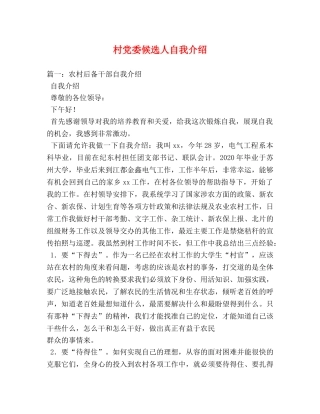 村党委候选人自我介绍 