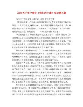 2024关于年中演讲《我们的小康》观后感五篇 