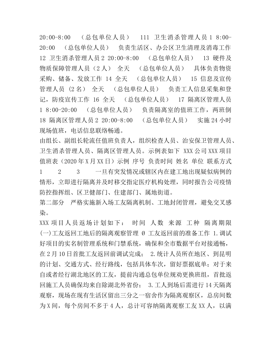 XXX建设项目2024年春节复工疫情防控工作方案 _第2页