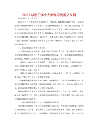 2024总监工作个人参考总结范文5篇 