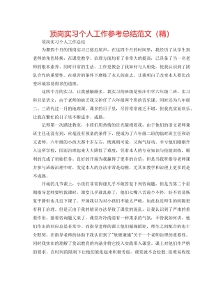 顶岗实习个人工作参考总结范文（精） 
