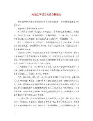 电建公司员工转正自我鉴定 