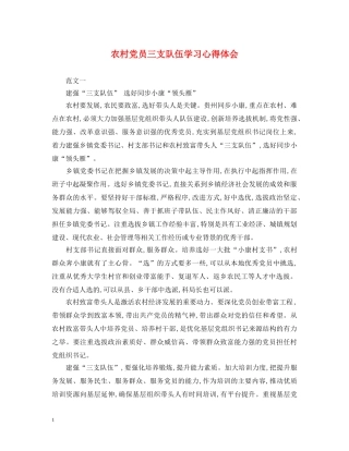 农村党员三支队伍学习心得体会 