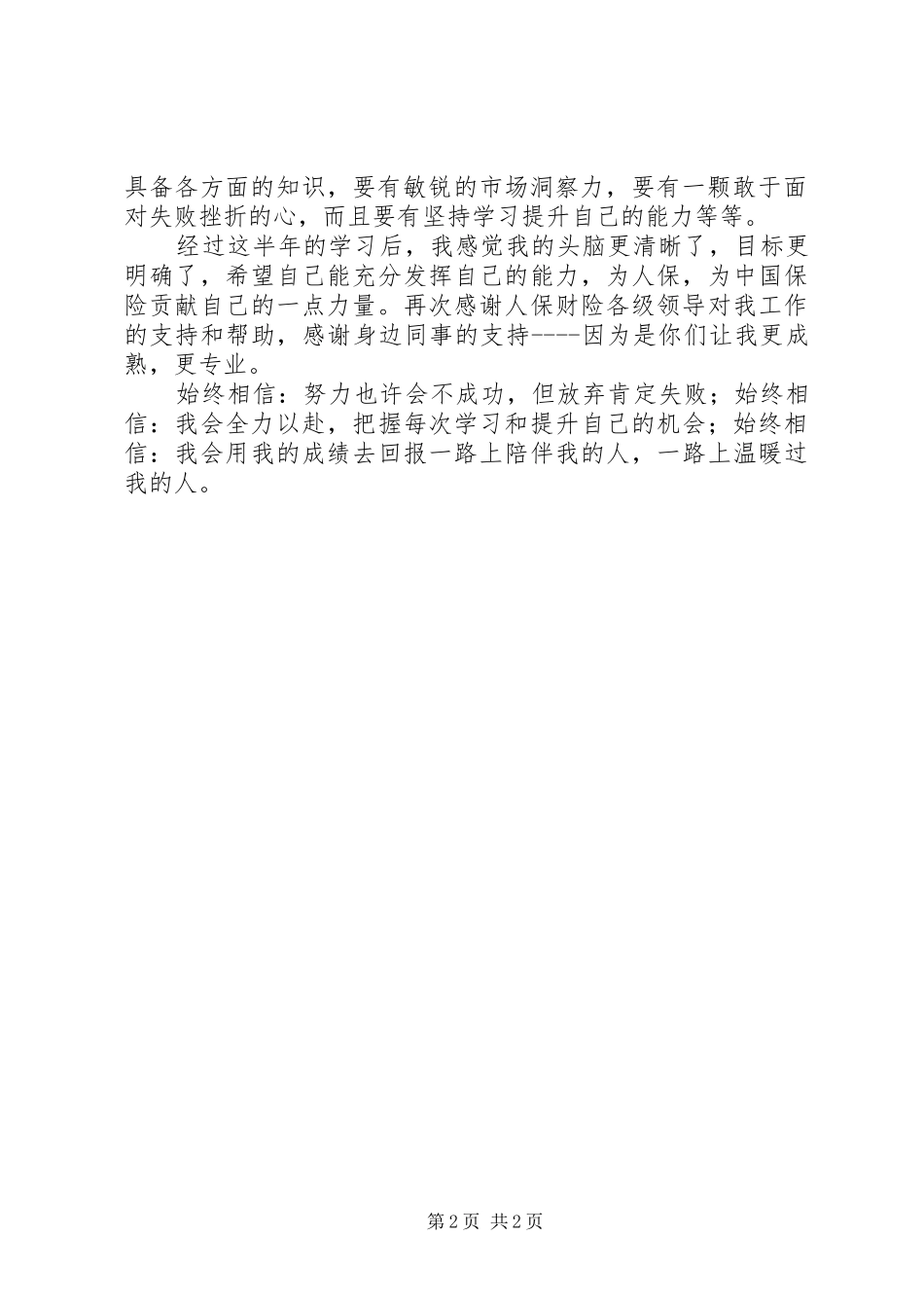 人保财险公司个人工作总结_第2页