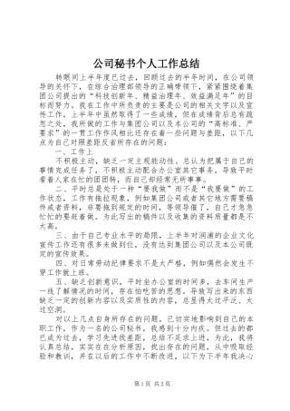 公司秘书个人工作总结