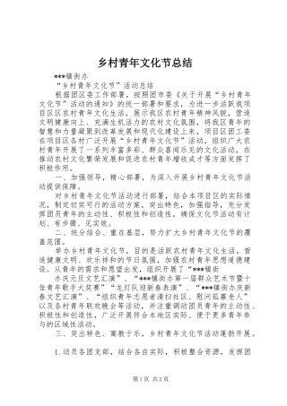 乡村青年文化节总结
