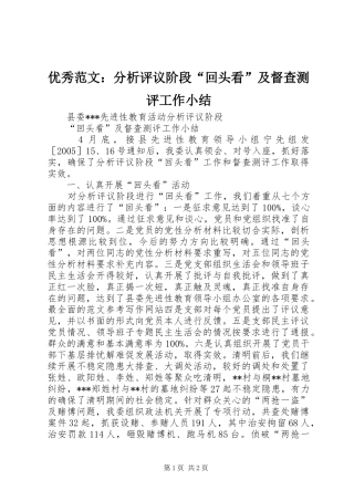 优秀范文：分析评议阶段“回头看”及督查测评工作小结