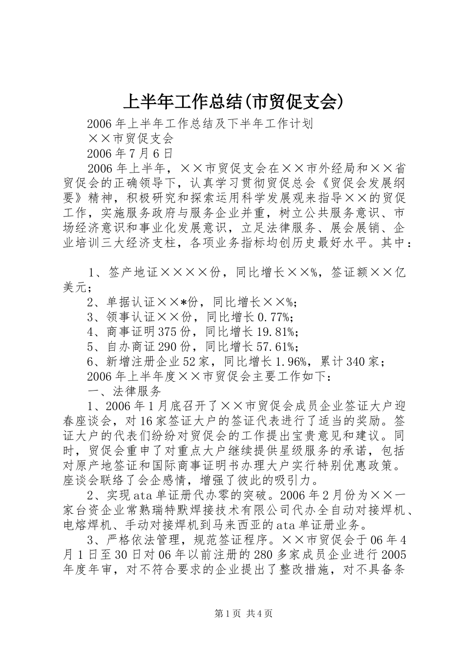 上半年工作总结(市贸促支会)_第1页