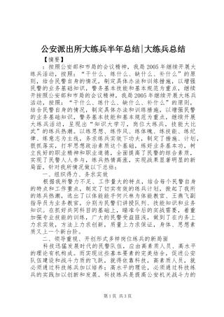 公安派出所大练兵半年总结-大练兵总结