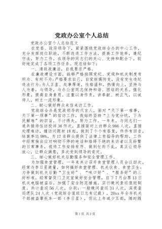 党政办公室个人总结