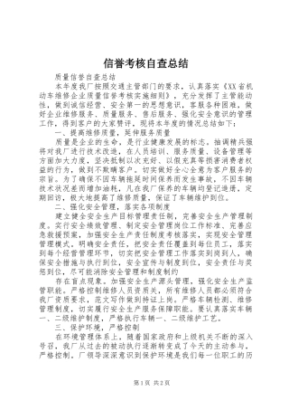 信誉考核自查总结