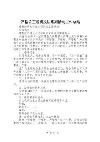 严格公正规明执法系列活动工作总结