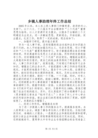 乡镇人事助理年终工作总结 (10)