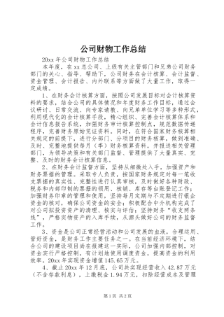 公司财物工作总结