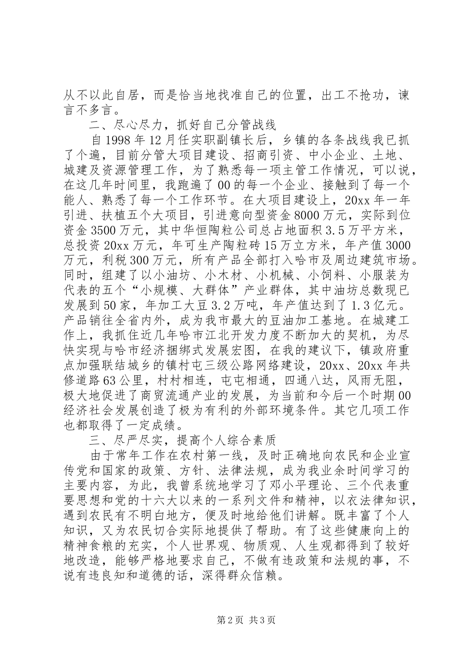 乡镇副镇长个人工作总结 (10)_第2页